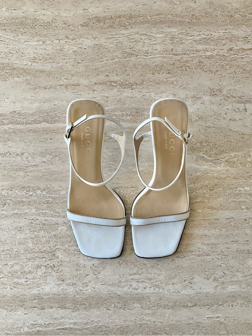 Vintage Gucci Chain Trim Ankle Strap Sandal Heels